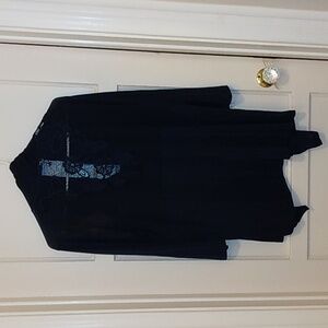 MICHAEL F. NAVY BLUE TRAVELERS SLINKY CARDIGAN BLAZER WATERFALL OPEN FRONT SZ 2X